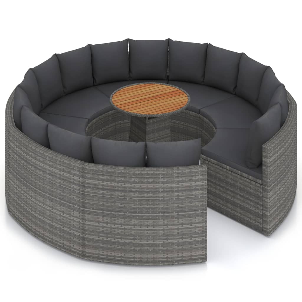 

vidaXL 9-delige Loungeset met kussens poly rattan grijs