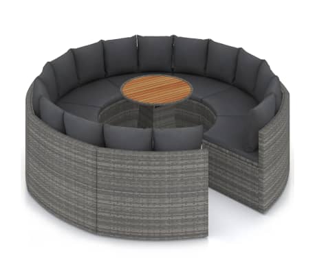 vidaXL Sofos komplektas su pagalvėlėmis, 9 dalių, pilkas, poliratanas