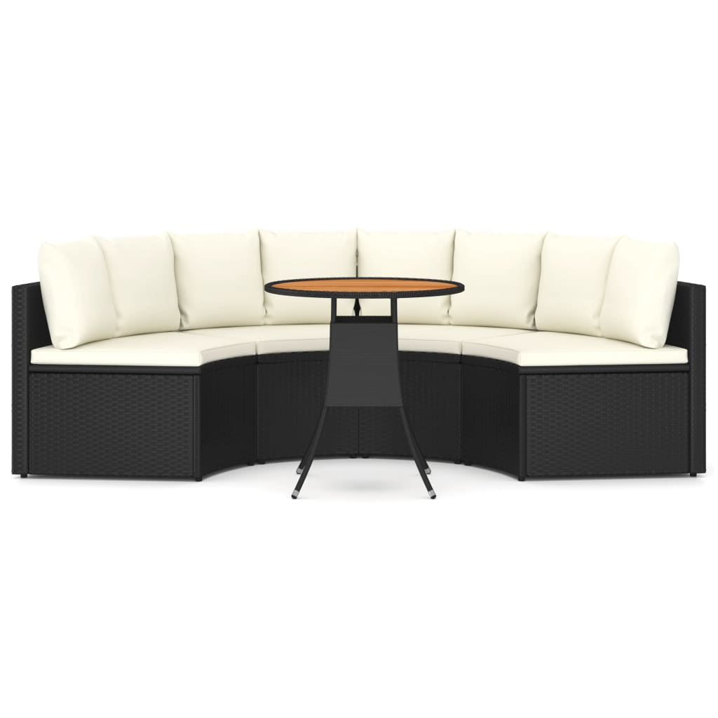 

vidaXL 5-delige Loungeset met kussens poly rattan zwart