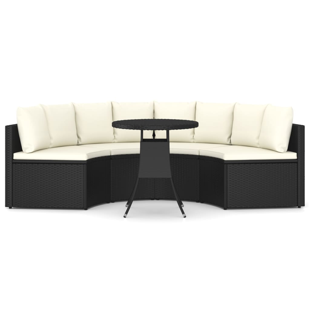 vidaXL 5-delige Loungeset met kussens poly rattan zwart