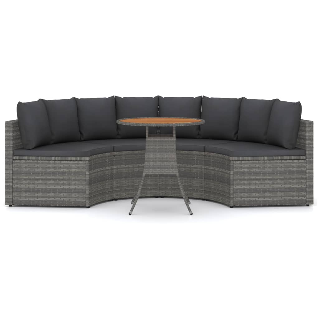 

vidaXL 5-delige Loungeset met kussens poly rattan grijs