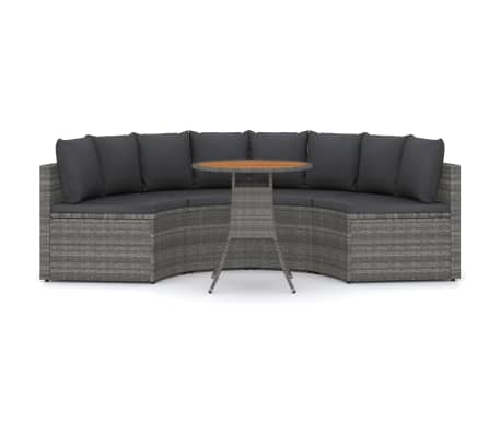 vidaXL Sofos komplektas su pagalvėlėmis, 5 dalių, pilkas, poliratanas