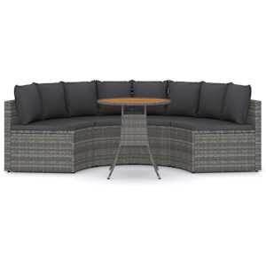 vidaXL Sofos komplektas su pagalvėlėmis, 5 dalių, pilkas, poliratanas