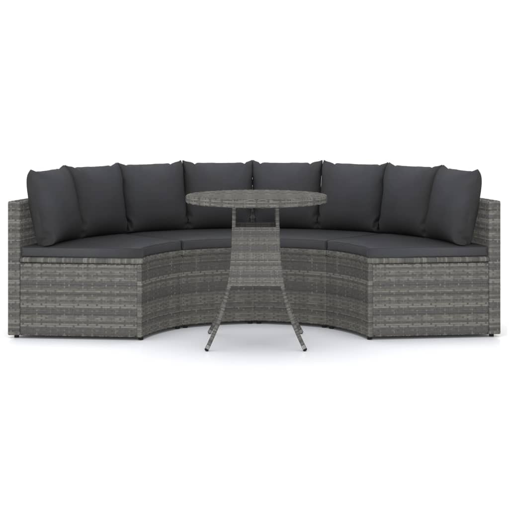 vidaXL 5-delige Loungeset met kussens poly rattan grijs