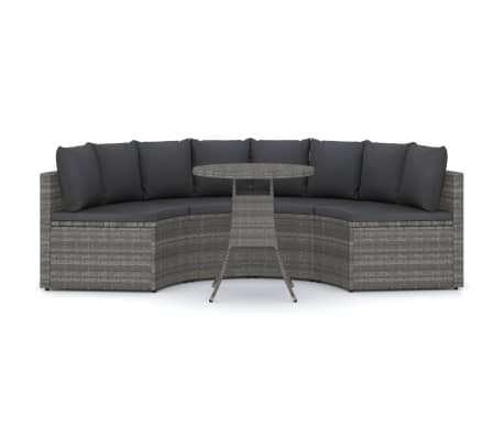 vidaXL Sofos komplektas su pagalvėlėmis, 5 dalių, pilkas, poliratanas