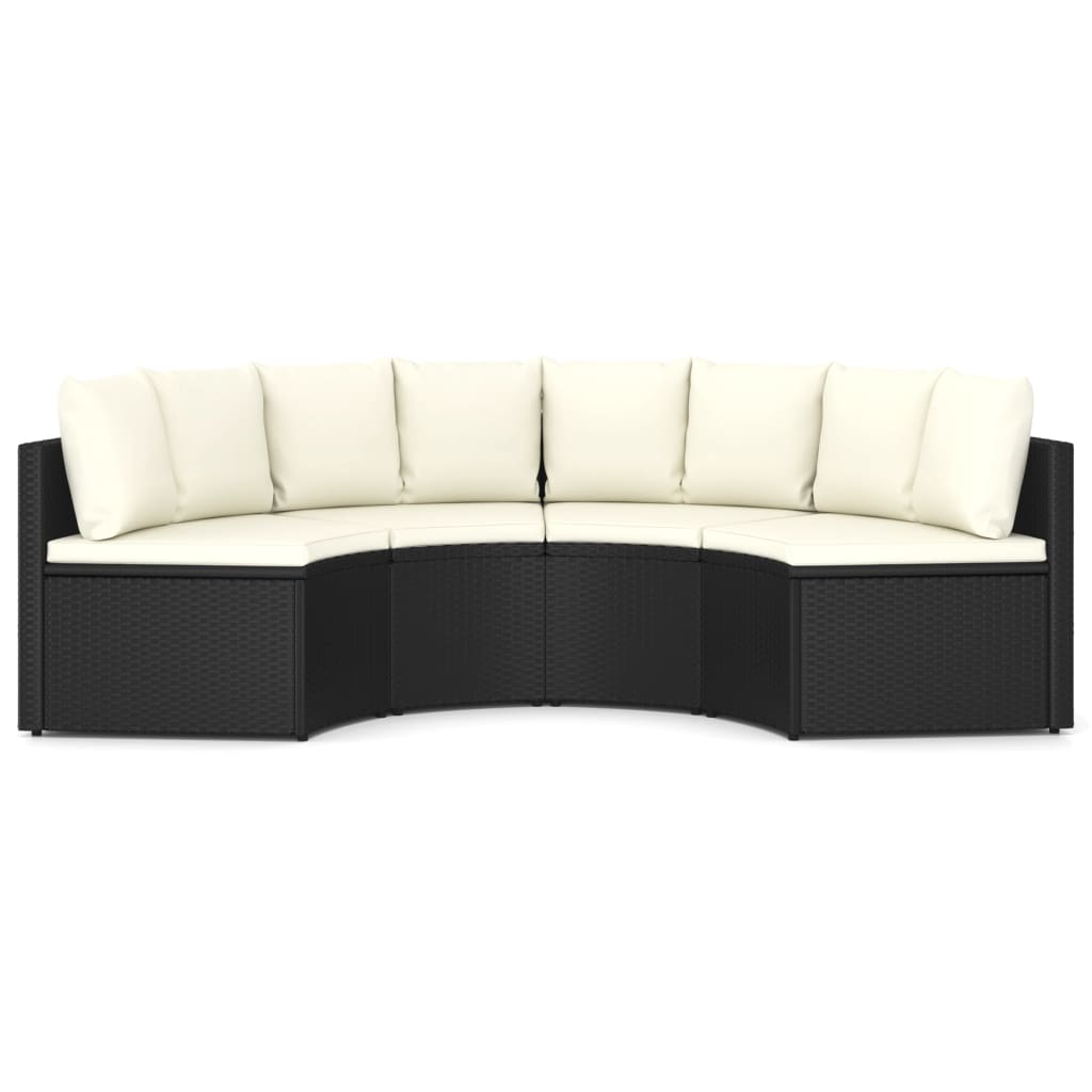 

vidaXL 4-delige Loungeset met kussens poly rattan zwart