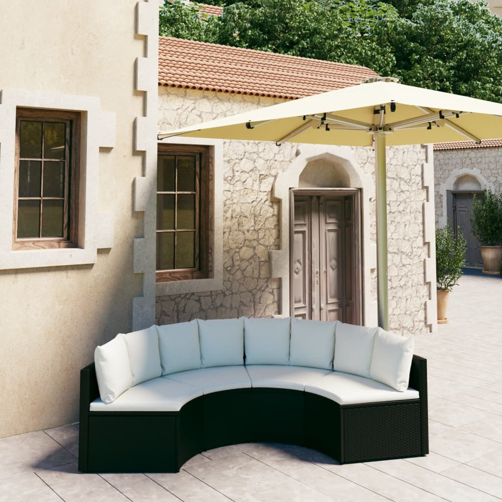 vida XL 4-tlg. Garten-Sofagarnitur mit Auflagen Poly Rattan Schwarz