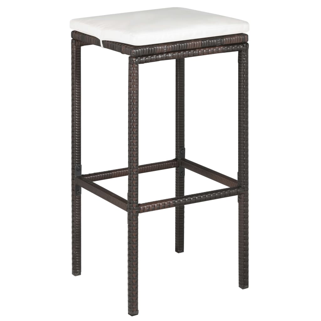 Meuble De Bar De Jardin 5 Pcs Et Coussins Résine Tressée Marron VidaXL 16 width=274