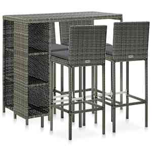 Vrtna barska garnitura z blazinami 5-delna poli ratan siva