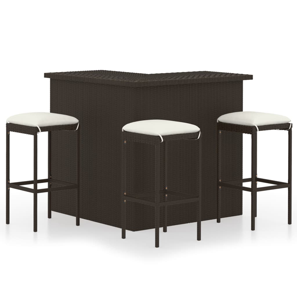 

vidaXL 4 Piece Patio Bar Set with Cushions Poly Rattan Brown