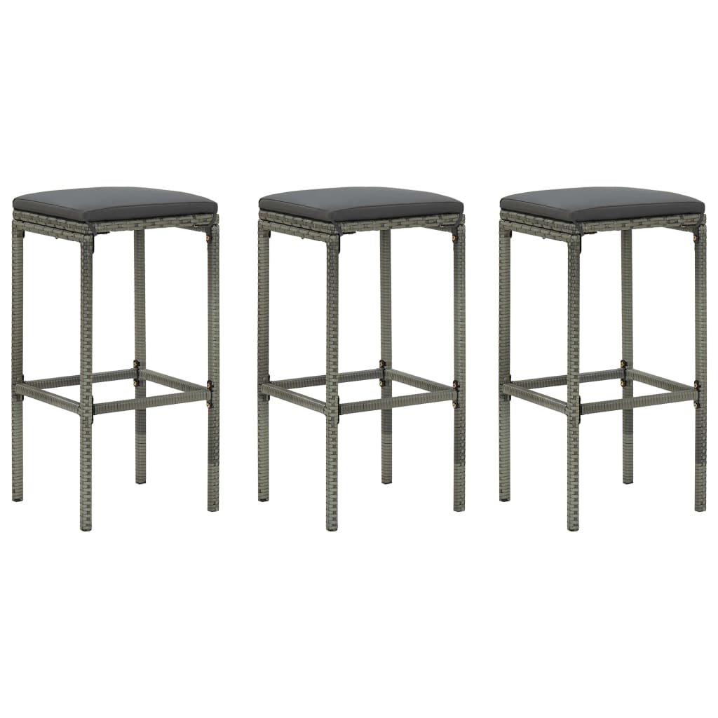 Meuble De Bar De Jardin 4 Pcs Avec Coussins Résine Tressée Gris VidaXL 18 width=274
