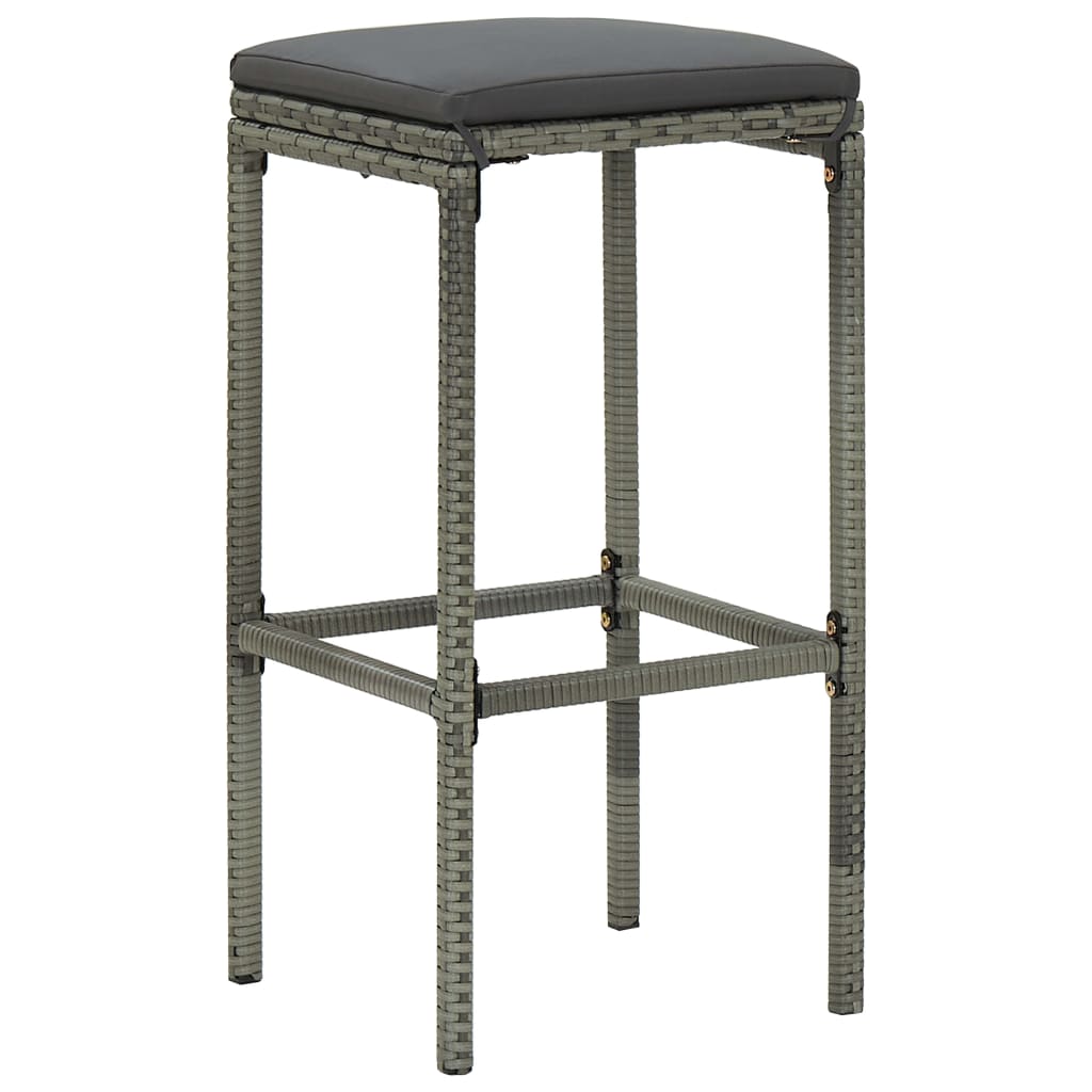 Meuble De Bar De Jardin 4 Pcs Avec Coussins Résine Tressée Gris VidaXL 19 width=274