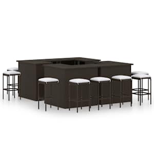 Vrtna barska garnitura 16-delna z blazinami poli ratan rjava