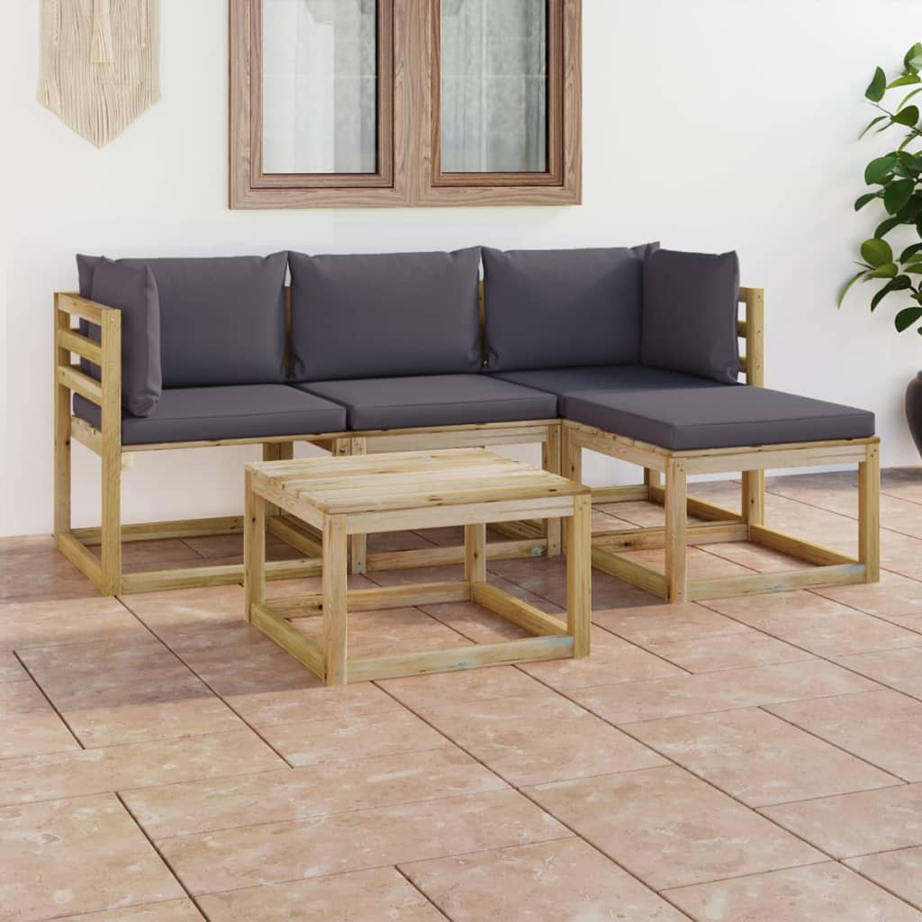 Set mobilier de grădină cu perne antracit, 5 piese