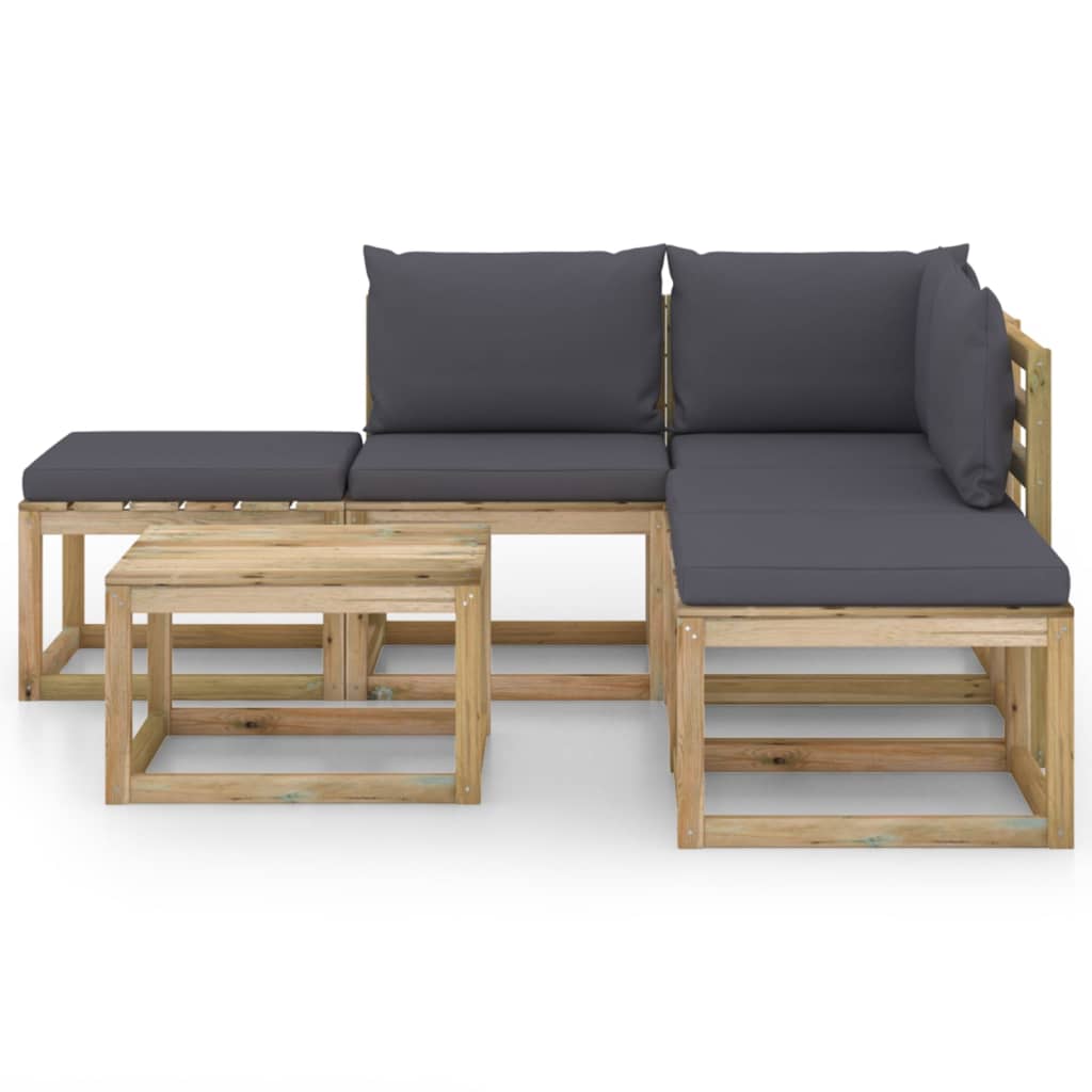 

vidaXL 6-delige Loungeset met antracietkleurige kussens