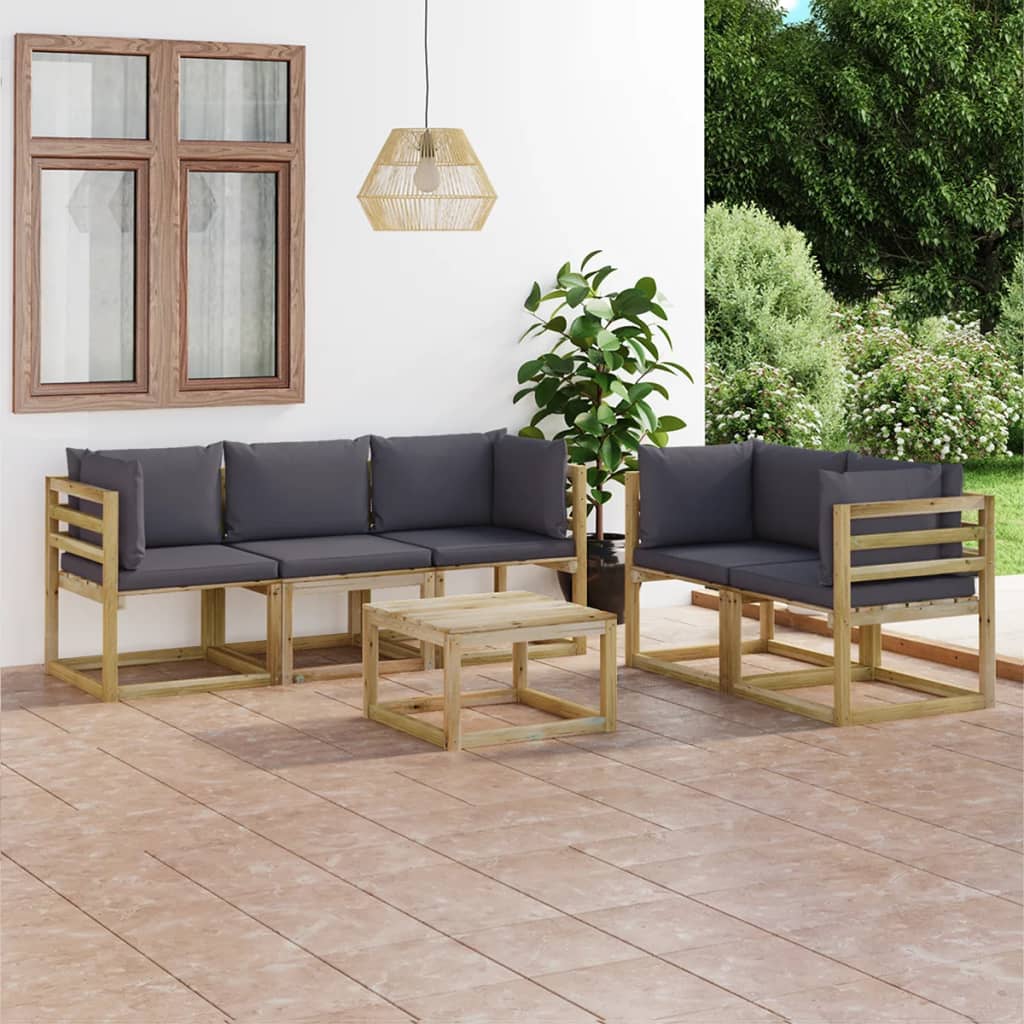 Vidaxl Set Mobilier Gradina Cu Perne Antracit, 6 Piese