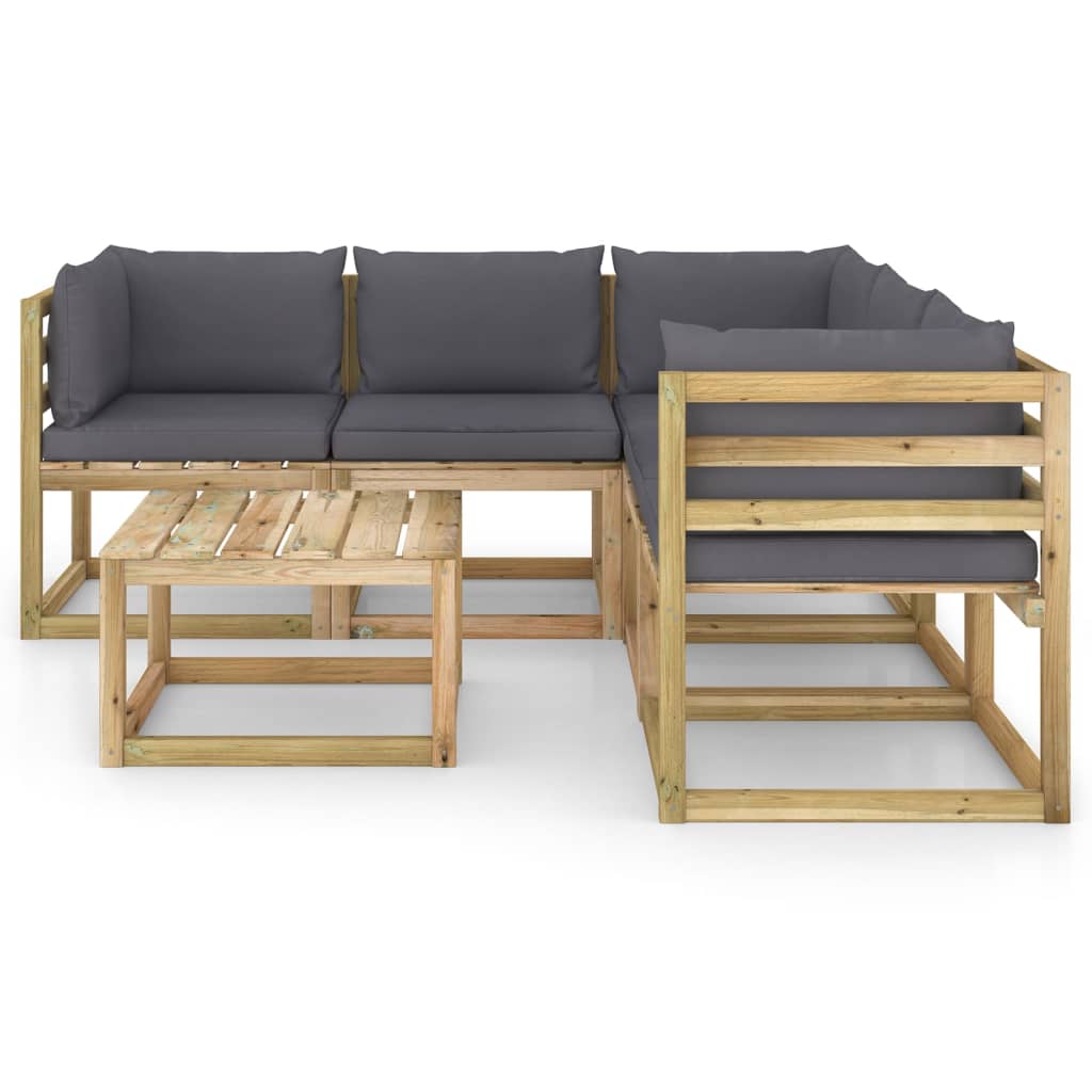 

vidaXL 6-delige Loungeset met antracietkleurige kussens