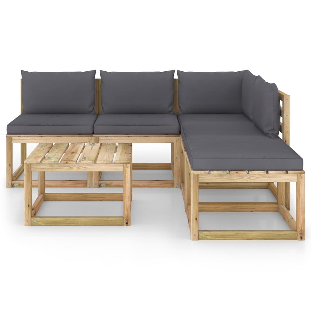 

vidaXL 6-delige Loungeset met antracietkleurige kussens