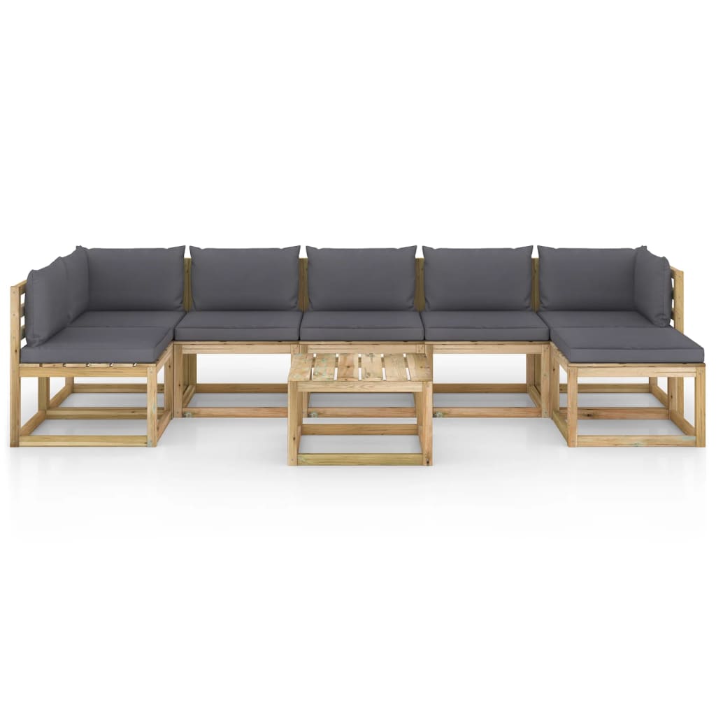 

vidaXL 9-delige Loungeset met kussens geïmpregneerd grenenhout