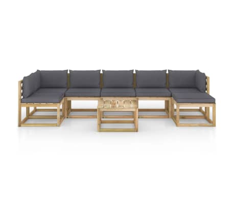 vidaXL 9-tlg. Garten-Lounge-Set mit Kissen Imprägniertes Kiefernholz