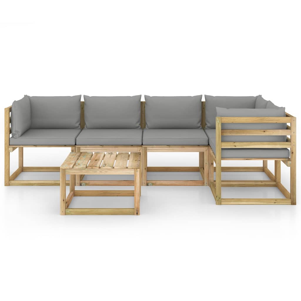 

vidaXL 6-delige Loungeset met kussens geïmpregneerd grenenhout