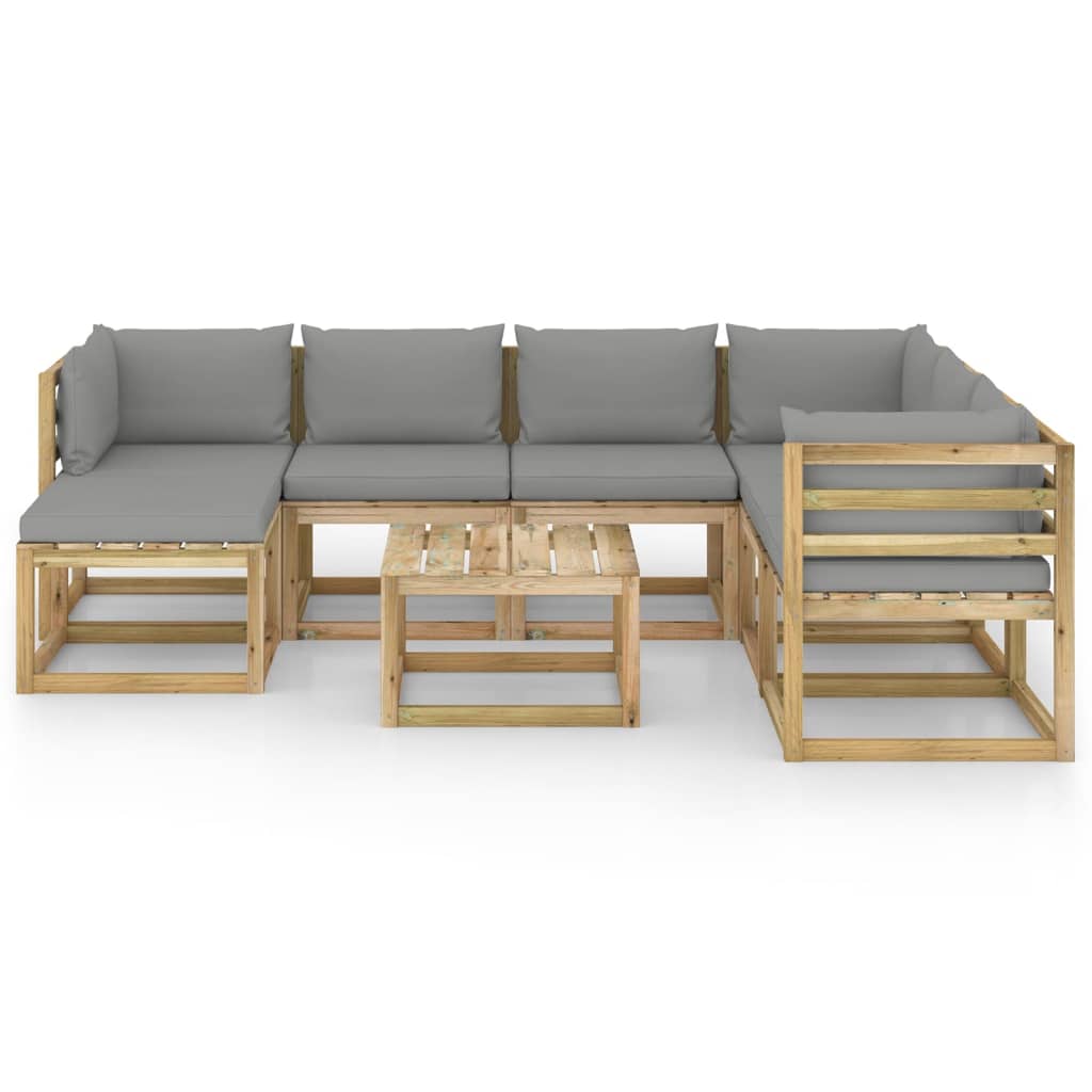 

vidaXL 8-delige Loungeset met kussens geïmpregneerd grenenhout