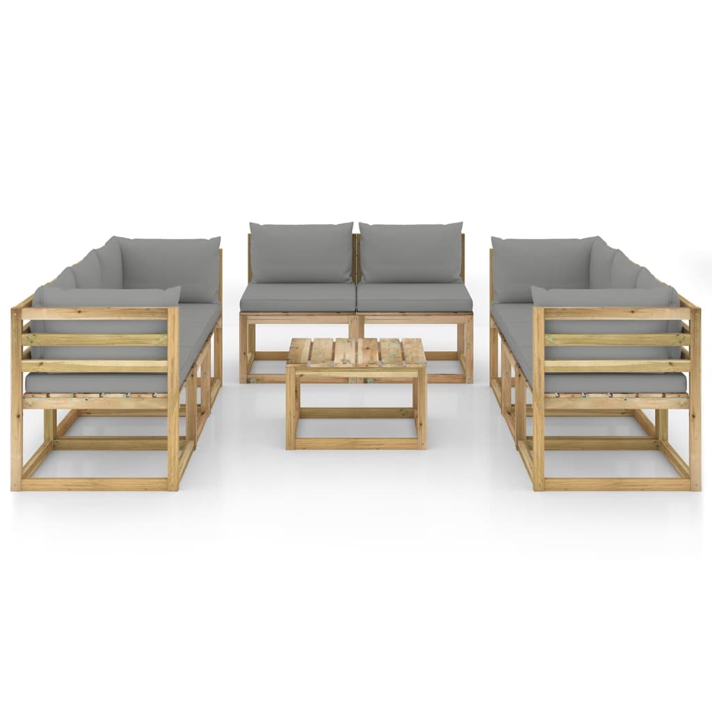 

vidaXL 9-delige Loungeset met kussens geïmpregneerd grenenhout