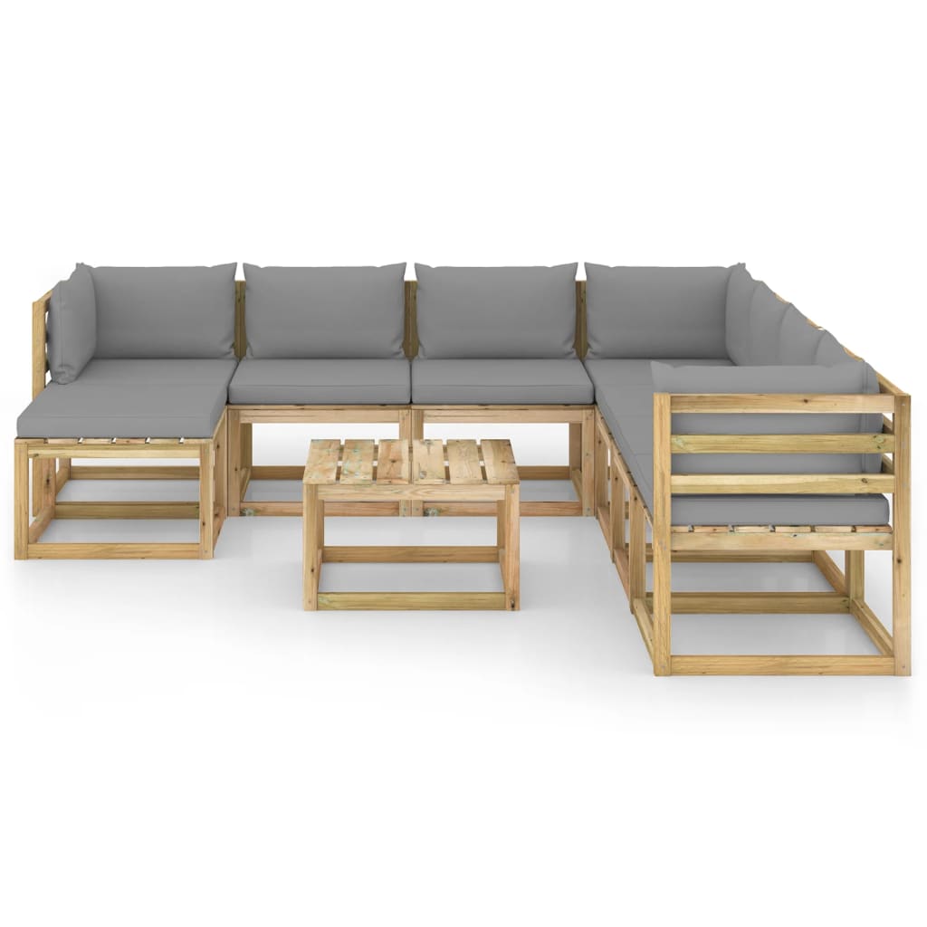 

vidaXL 9-delige Loungeset met kussens geïmpregneerd grenenhout