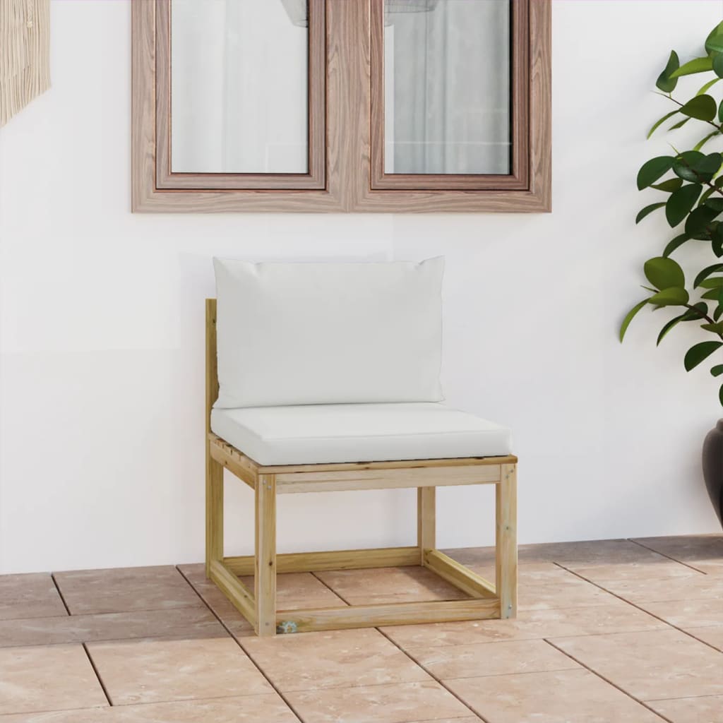 Canapé central de jardin avec coussins Bois imprégné de vert