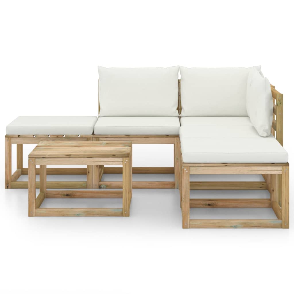

vidaXL 6-delige Loungeset met crèmekleurige kussens