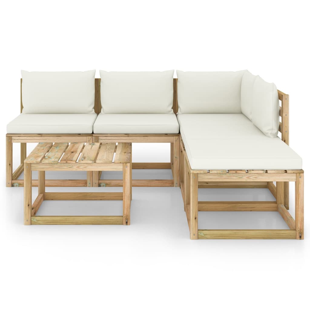 

vidaXL 6-delige Loungeset met crèmekleurige kussens
