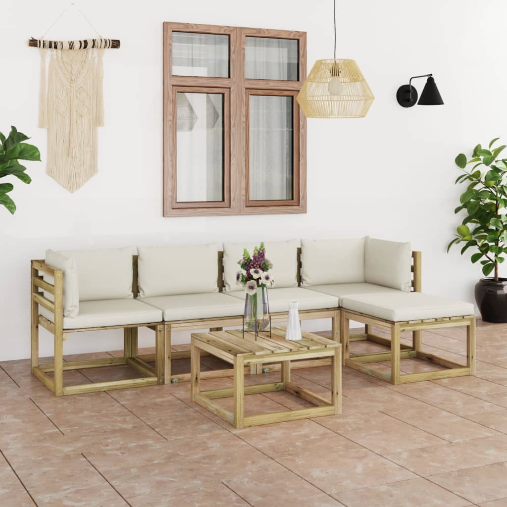 vidaXL 6-tlg. Garten-Lounge-Set mit Kissen Kiefernholz Imprägniert