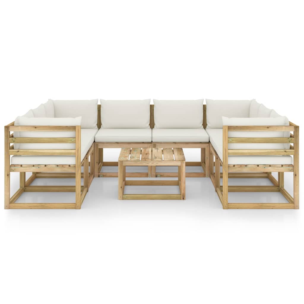 

vidaXL 9-delige Loungeset met kussens geïmpregneerd grenenhout
