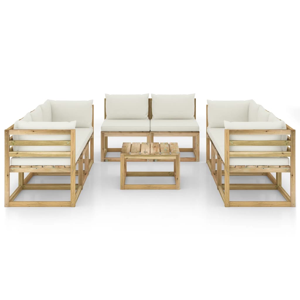 

vidaXL 9-delige Loungeset met kussens geïmpregneerd grenenhout