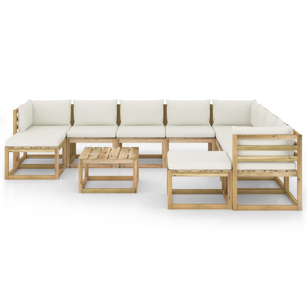 

vidaXL 11-delige Loungeset met kussens geïmpregneerd grenenhout