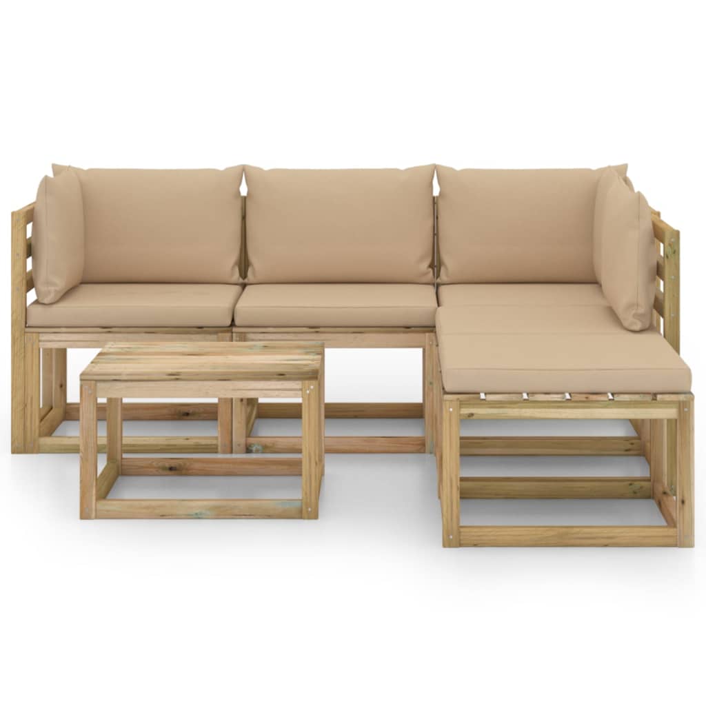 

vidaXL 6-delige Loungeset met beige kussens