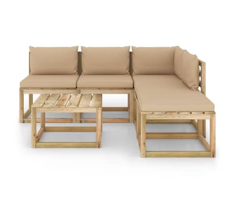 vidaXL Set Salotto da Giardino 6 pz con Cuscini Beige