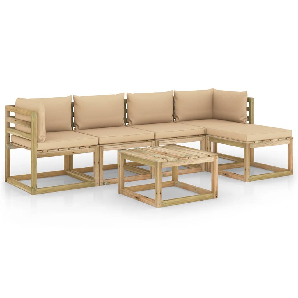 Poza vidaXL Set mobilier gradina cu perne, 6 piese, lemn tratat de pin