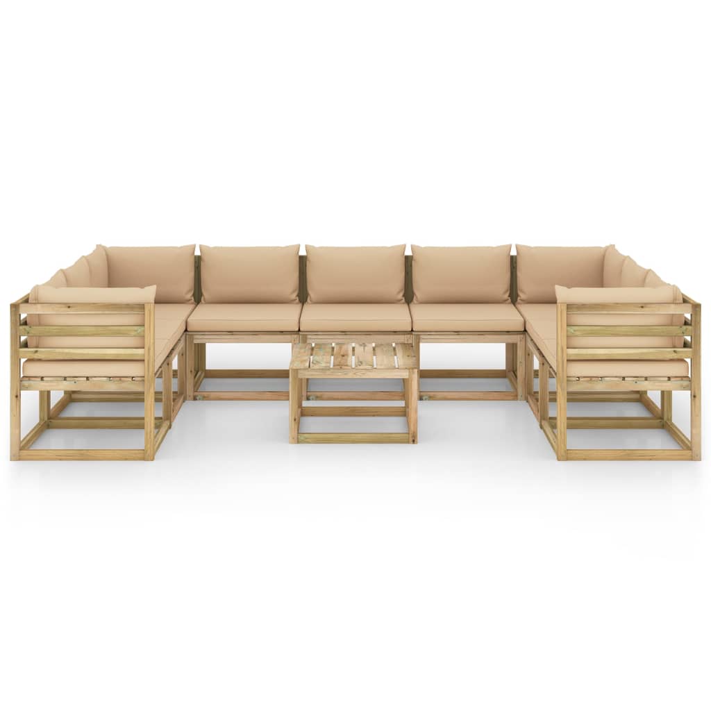 

vidaXL 10-delige Loungeset met kussens geïmpregneerd grenenhout