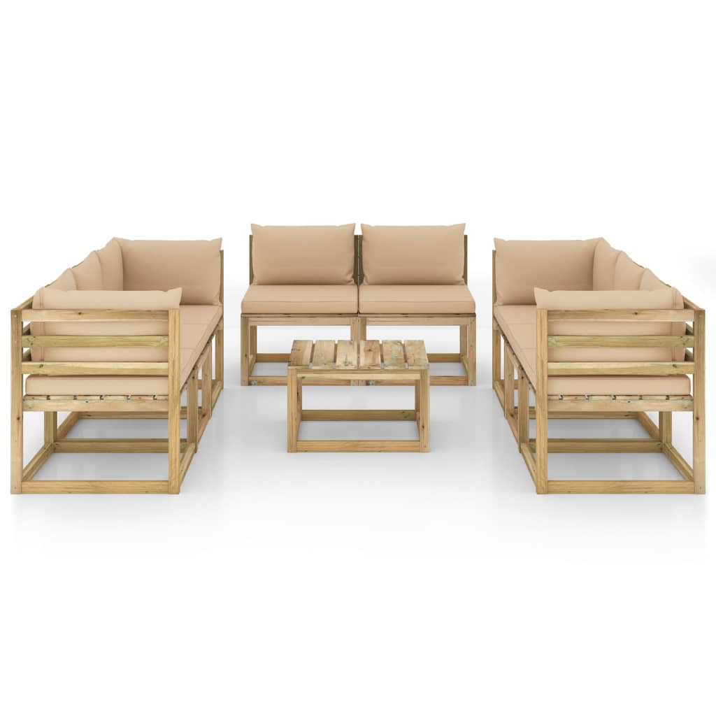 

vidaXL 9-delige Loungeset met kussens geïmpregneerd grenenhout
