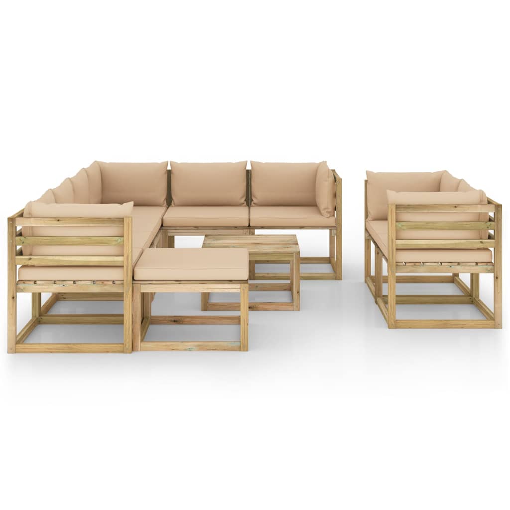 

vidaXL 10-delige Loungeset met kussens geïmpregneerd grenenhout