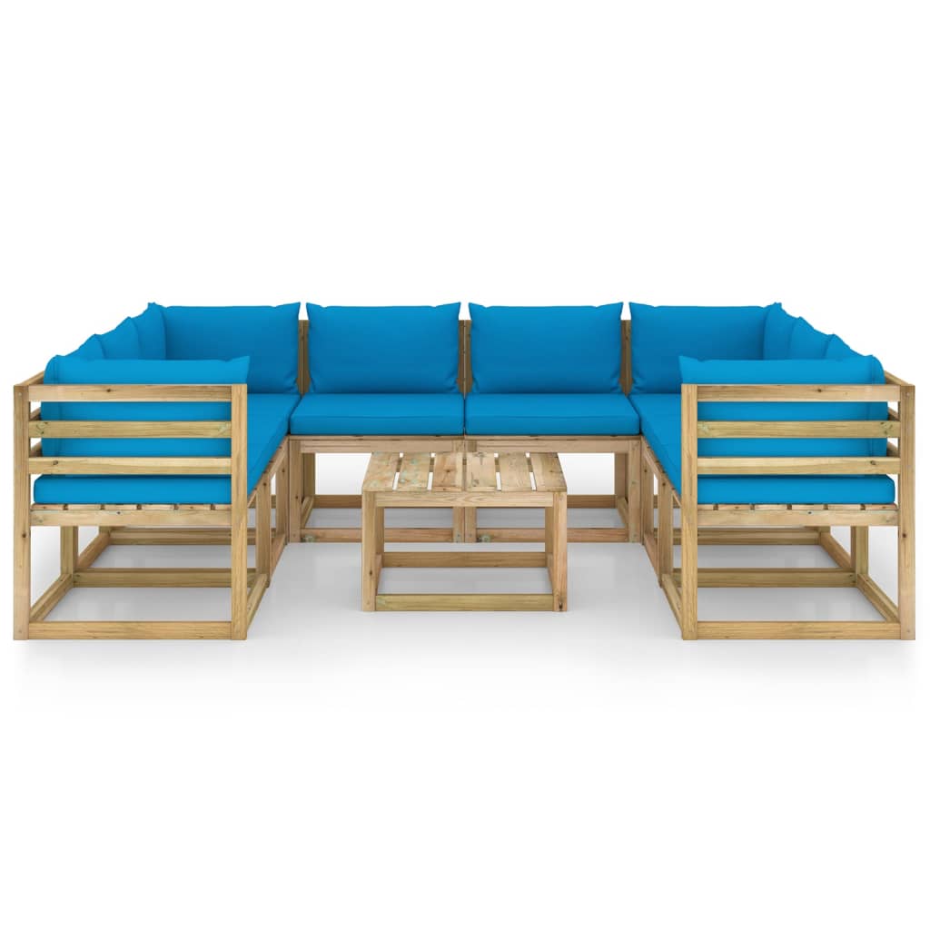 vidaXL Set de muebles de jardín 9 piezas con cojines madera impregnada