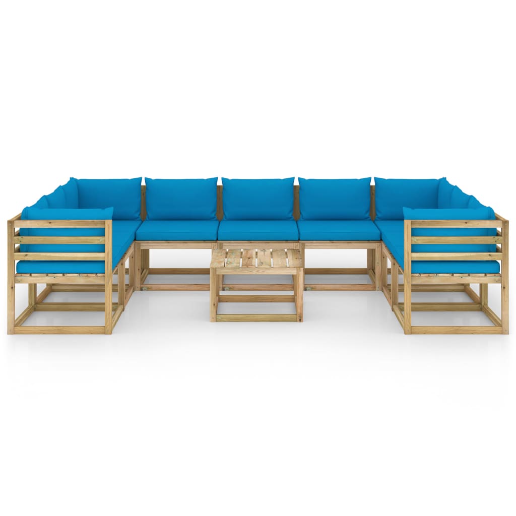 

vidaXL 10-delige Loungeset met kussens geïmpregneerd grenenhout
