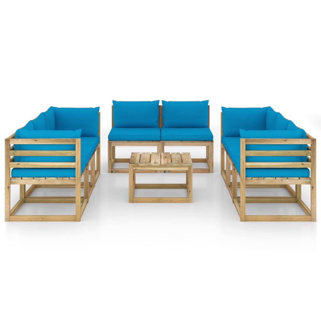 

vidaXL 9-delige Loungeset met kussens geïmpregneerd grenenhout