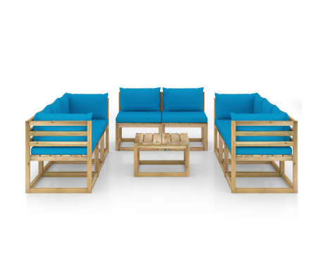 vidaXL 9-tlg. Garten-Lounge-Set mit Kissen Imprägniertes Kiefernholz