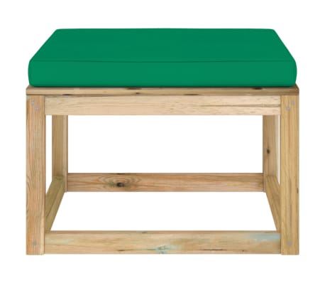 vidaXL Ogrodowy stołek z poduszką, impregnowane na zielono drewno