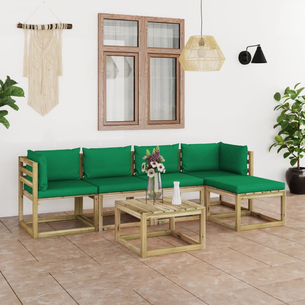 vida XL 6-tlg. Garten-Lounge-Set mit Kissen Imprägniertes Kiefernholz