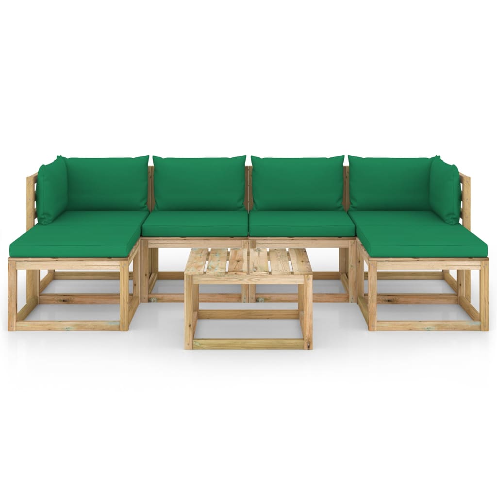 vidaXL 7-tlg. Garten-Lounge-Set mit Kissen Imprägniertes Kiefernholz