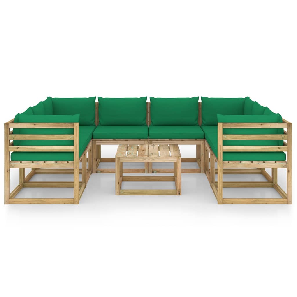 vidaXL Set de muebles de jardín 9 piezas con cojines madera impregnada