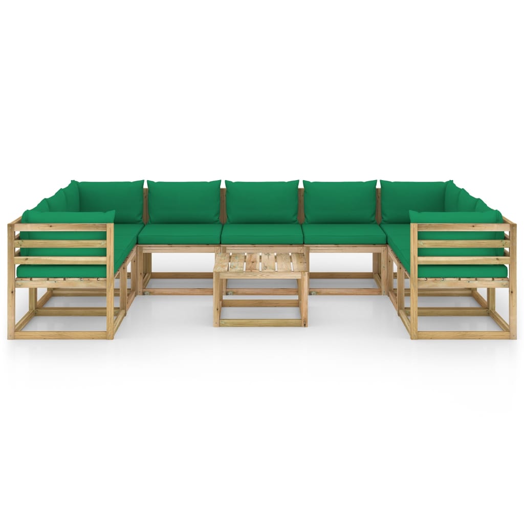 

vidaXL 10-delige Loungeset met kussens geïmpregneerd grenenhout